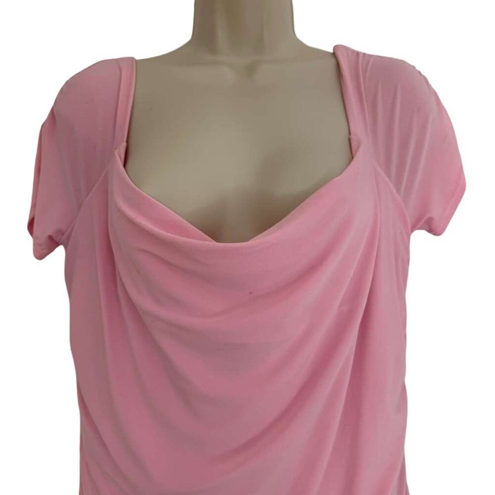 Candela Womens Pink Jersey Knit Scoop Neck Midi Stretch Dress Cap Sleeve sz 16 - Picture 7 of 13